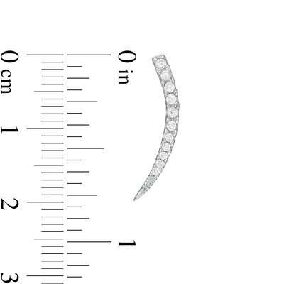 Cubic Zirconia Graduated Curve Crawler Earrings in Sterling Silver