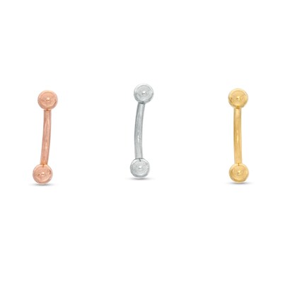 016 Gauge 3mm Ball Three Piece Curved Barbell Set in Stainless Steel with Yellow and Rose IP - 5/16"