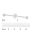 Thumbnail Image 1 of Solid Stainless Steel Marquise and Round CZ Flower Industrial Barbell - 14G