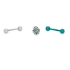 Thumbnail Image 1 of 018 Gauge Marquise Teal Cubic Zirconia Teardrop Ball Three Piece Cartilage Barbell Set in Stainless Steel and Teal IP