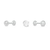 018 Gauge 4mm Cubic Zirconia and Ball Three Piece Cartilage Barbell Set in Stainless Steel