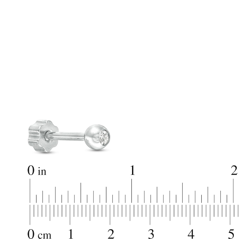 018 Gauge Marquise and Round Cubic Zirconia Bead Frame Dangle Three Piece Cartilage Barbell Set in Stainless Steel