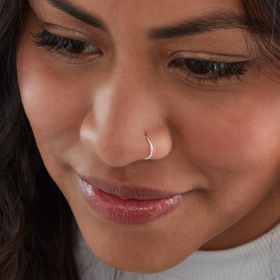 Sterling Silver Textured Captive Bead Three Piece Nose Ring Set - 22G