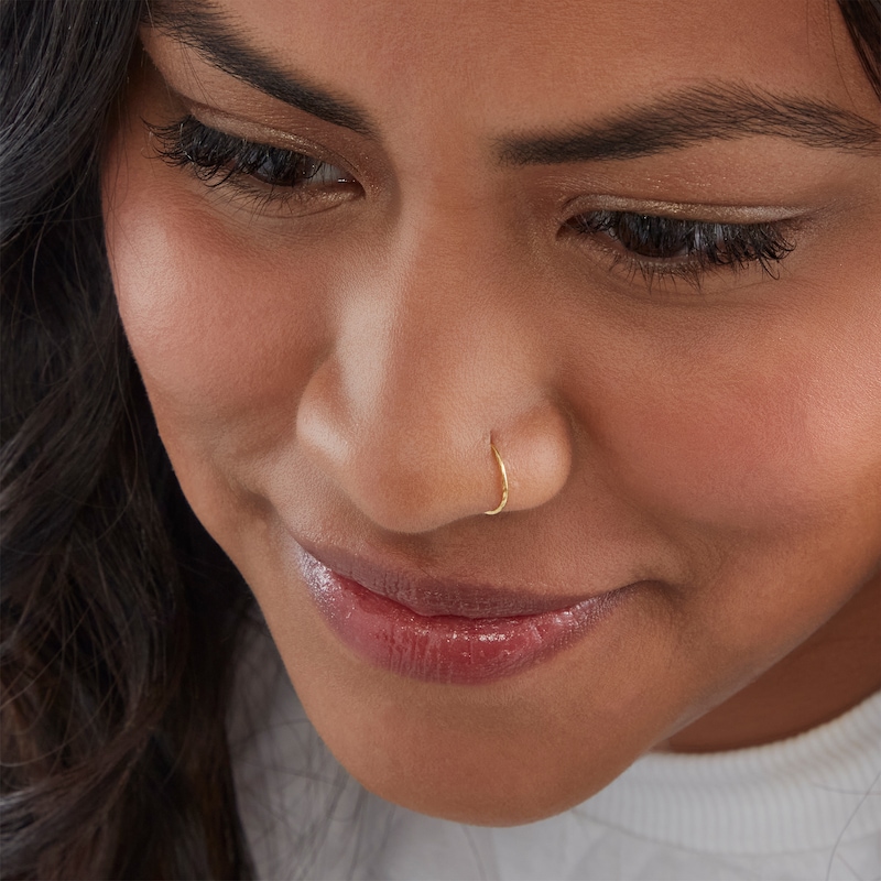 Main Image 3 of Sterling Silver Textured Captive Bead Three Piece Nose Ring Set - 22G