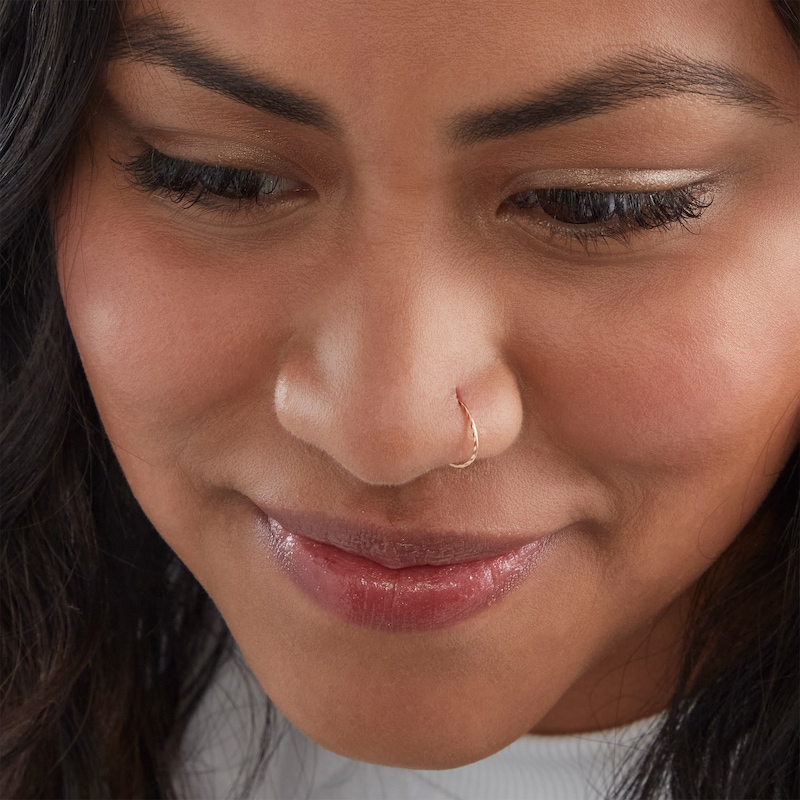 Main Image 4 of Sterling Silver Textured Captive Bead Three Piece Nose Ring Set - 22G