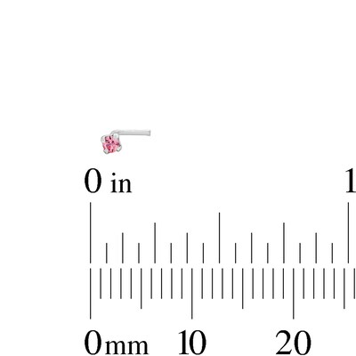 Semi-Solid Sterling Silver Crystal L-Shaped Nose Stud Set - 22G