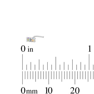 Semi-Solid Sterling Silver Crystal L-Shaped Nose Stud Set - 22G