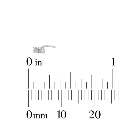 Semi-Solid Sterling Silver Crystal L-Shaped Nose Stud Set - 22G