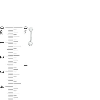 016 Gauge Pear-Shaped Cubic Zirconia and Glass Three Piece Curved Barbell Set in Stainless Steel and Brass