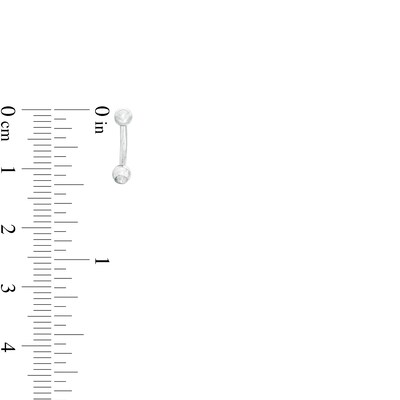 016 Gauge Pear-Shaped Cubic Zirconia and Glass Three Piece Curved Barbell Set in Stainless Steel and Brass