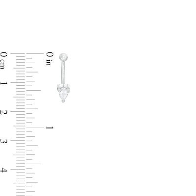 016 Gauge Pear-Shaped Cubic Zirconia and Glass Three Piece Curved Barbell Set in Stainless Steel and Brass