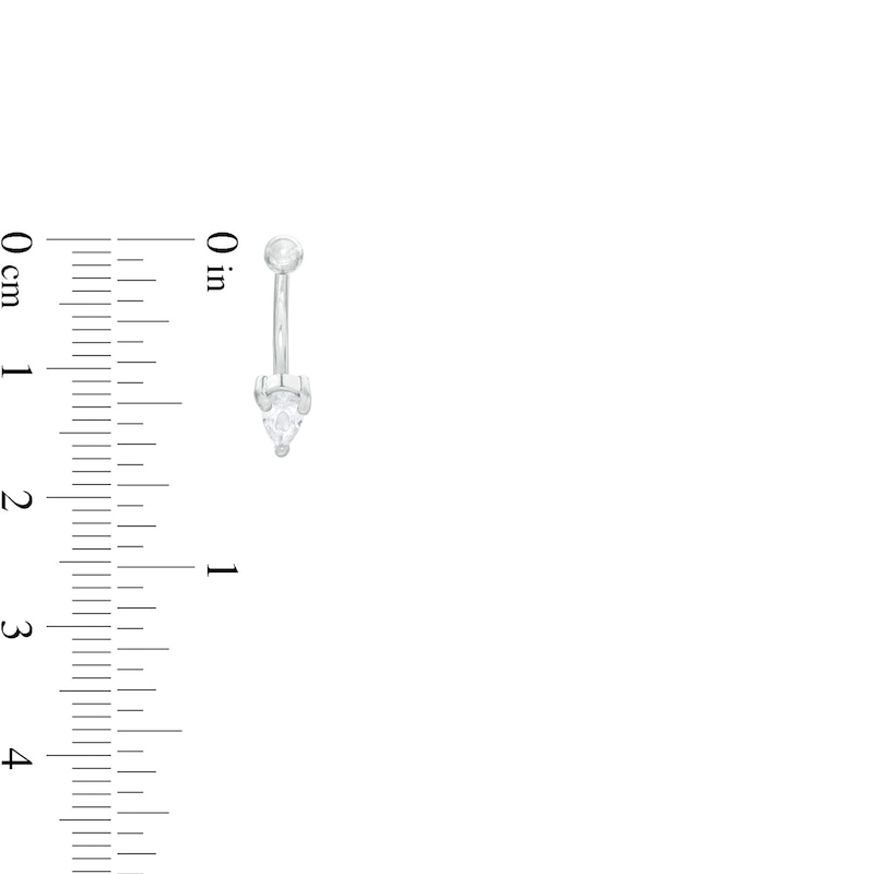 Main Image 3 of 016 Gauge Pear-Shaped Cubic Zirconia and Glass Three Piece Curved Barbell Set in Stainless Steel and Brass