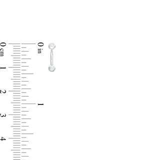 016 Gauge Pear-Shaped Cubic Zirconia and Glass Three Piece Curved Barbell Set in Stainless Steel and Brass