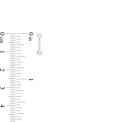 016 Gauge Pear-Shaped Cubic Zirconia and Glass Three Piece Curved Barbell Set in Stainless Steel and Brass