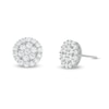 Thumbnail Image 1 of Cubic Zirconia Frame Flower Cluster Stud Earrings in Sterling Silver