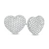 Thumbnail Image 1 of Cubic Zirconia Pavé Composite Puff Heart Stud Earrings in Sterling Silver