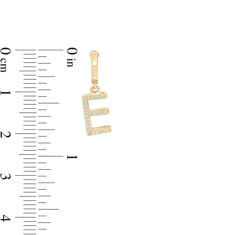 Main Image 2 of 1/20 CT. T.W. Diamond "E" Necklace Charm in 10K Gold