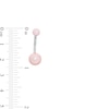 014 Gauge Pink and White Simulated Pearl Two Piece Belly Button Ring Set in Stainless Steel