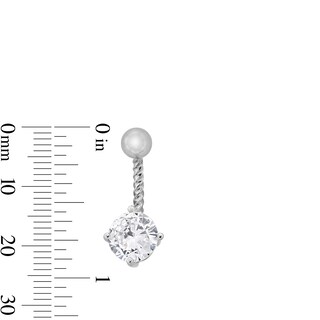 Solid Stainless Steel and Brass CZ Solitaire and Flower Textured Belly Button Ring Set - 14G