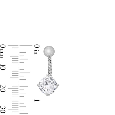 Solid Stainless Steel and Brass CZ Solitaire and Flower Textured Belly Button Ring Set - 14G
