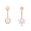 Thumbnail Image 0 of Rose Ion Plated Solitaire and Floral Belly Button Ring Set - 14G