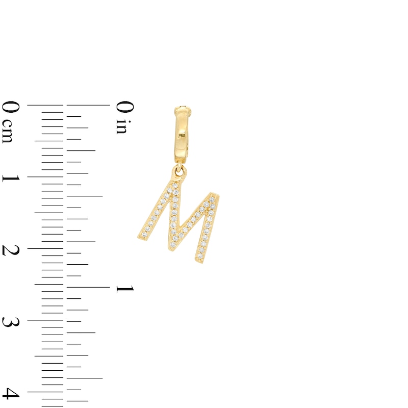 Main Image 2 of Tilted 1/20 CT. T.W. Diamond "M" Necklace Charm in 10K Gold