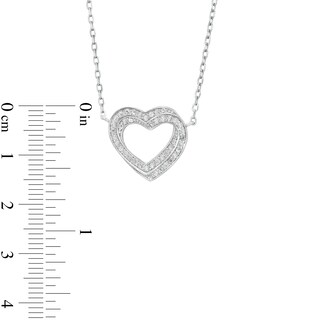Cubic Zirconia Interlocking Hearts Necklace in Sterling Silver