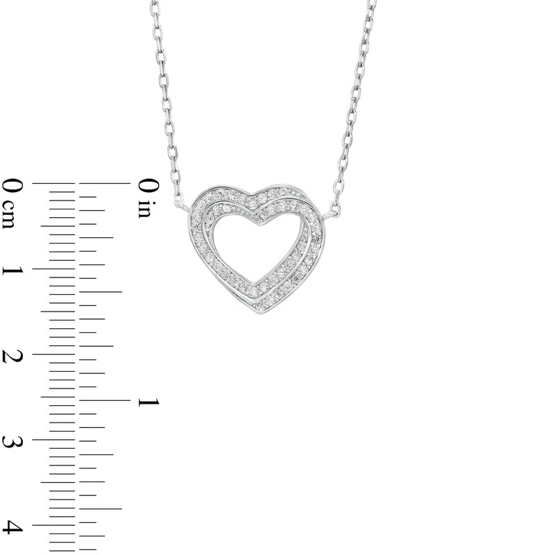 Main Image 2 of Cubic Zirconia Interlocking Hearts Necklace in Sterling Silver