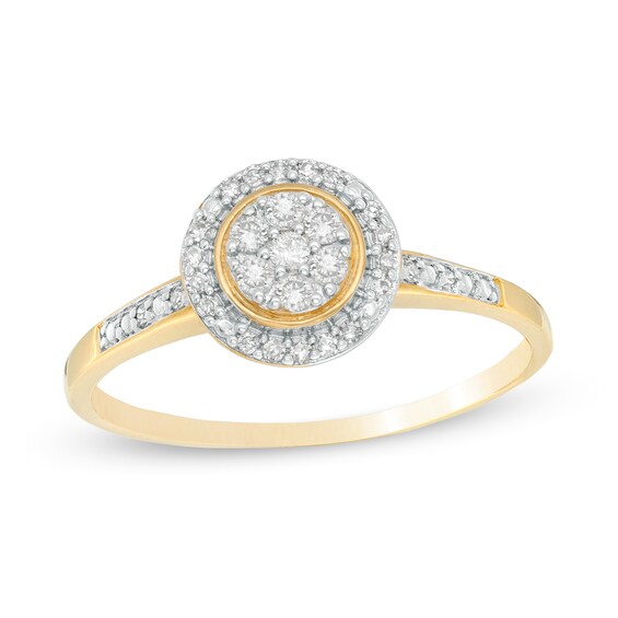 1/5 CT. T.W. Composite Diamond Beaded Frame Promise Ring in 10K Gold