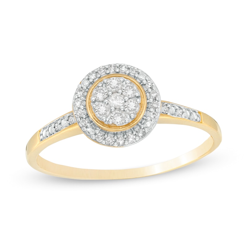 Main Image 1 of 1/5 CT. T.W. Composite Diamond Beaded Frame Promise Ring in 10K Gold