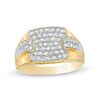 1 CT. T.W. Cushion-Shaped Composite Diamond Double Row Side Accent Overlay Signet Ring in 10K Gold