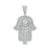 5mm Cubic Zirconia Hamsa Necklace Charm in Sterling Silver