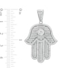 5mm Cubic Zirconia Hamsa Necklace Charm in Sterling Silver