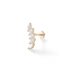 14K Gold Tube CZ Five-Stone Marquise Stud - 18G 5/16&quot;
