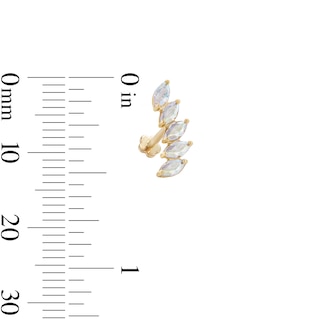 14K Gold Tube CZ Five-Stone Marquise Stud - 18G 5/16"