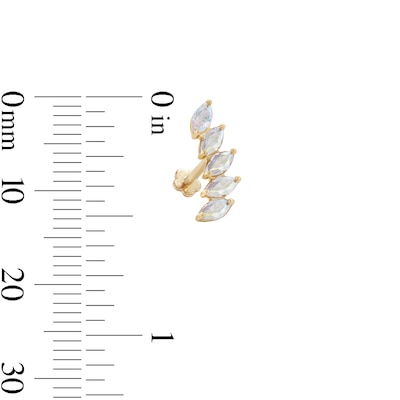 14K Gold Tube CZ Five-Stone Marquise Stud - 18G 5/16"