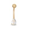 Thumbnail Image 1 of 014 Gauge Pear-Shaped Iridescent Cubic Zirconia Belly Button Ring in 10K Gold
