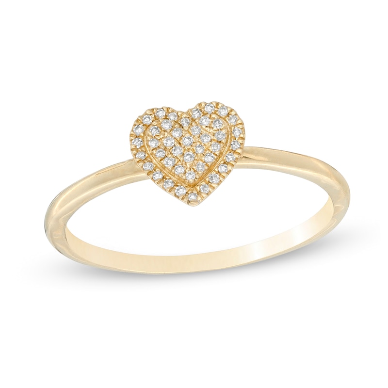 Main Image 1 of 10K Solid Gold 1/20 CT. T.W. Diamond Heart Ring