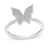 Thumbnail Image 0 of 1/8 CT. T.W. Diamond Beaded Butterfly Ring in Sterling Silver