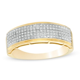 1/8 CT. T.W. Diamond Beaded Multi-Row Ring in 10K Gold