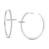 Thumbnail Image 1 of Cubic Zirconia Cross Hoop Earrings in Sterling Silver