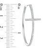 Thumbnail Image 2 of Cubic Zirconia Cross Hoop Earrings in Sterling Silver