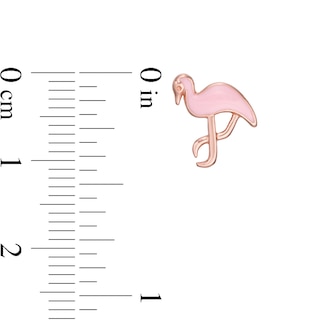 Child's Enamel Pink Flamingo in Sterling Silver with 14K Rose Gold Plate