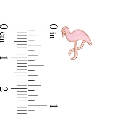 Child's Enamel Pink Flamingo in Sterling Silver with 14K Rose Gold Plate