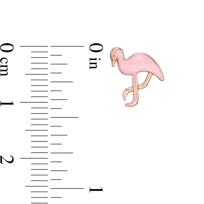 Main Image 2 of Child's Enamel Pink Flamingo in Sterling Silver with 14K Rose Gold Plate