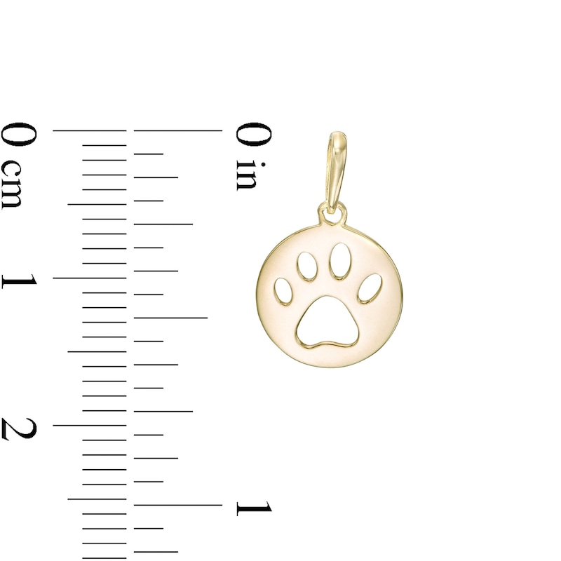 Main Image 2 of Child's Paw Print Cutout Necklace Charm in 10K Gold