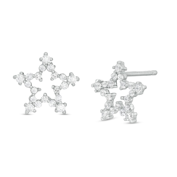 Child's Cubic Zirconia Star Outline Stud Earrings in Sterling Silver
