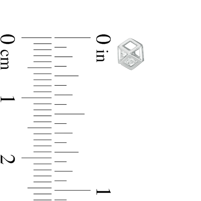 Child's Cubic Zirconia Geometric Cage Stud Earrings in Sterling Silver