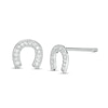 Thumbnail Image 1 of Child's Cubic Zirconia Horseshoe Stud Earrings in Sterling Silver