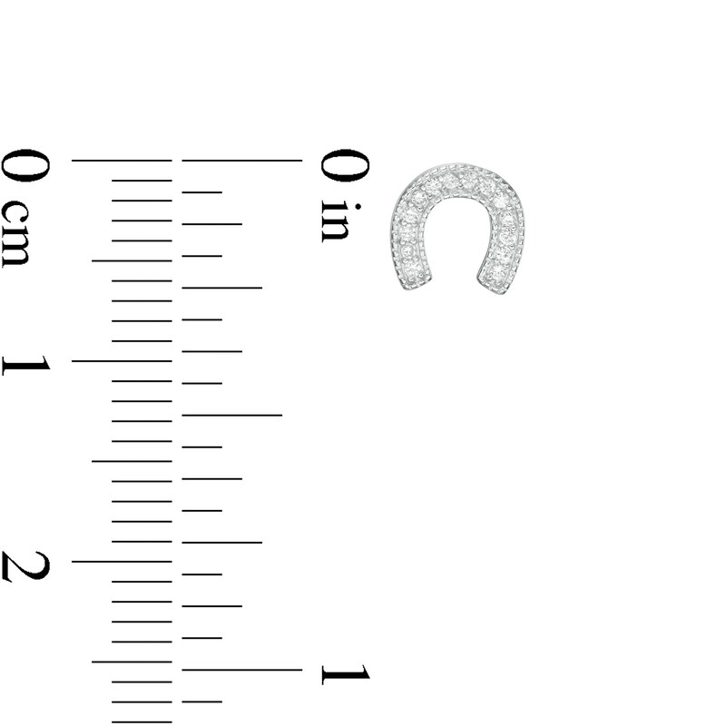 Main Image 2 of Child's Cubic Zirconia Horseshoe Stud Earrings in Sterling Silver